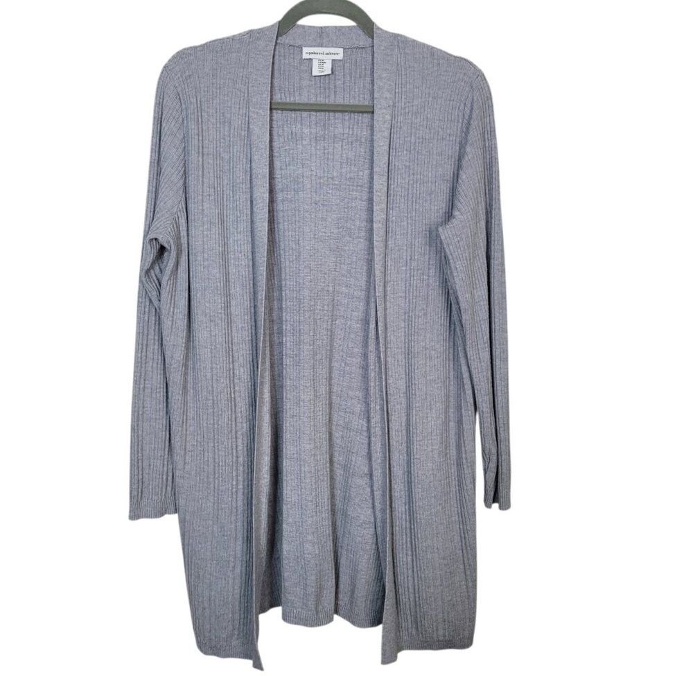 Cupcakes And Cashmere Open Front Long Line Cardigan Sweater Gray Women's Medium